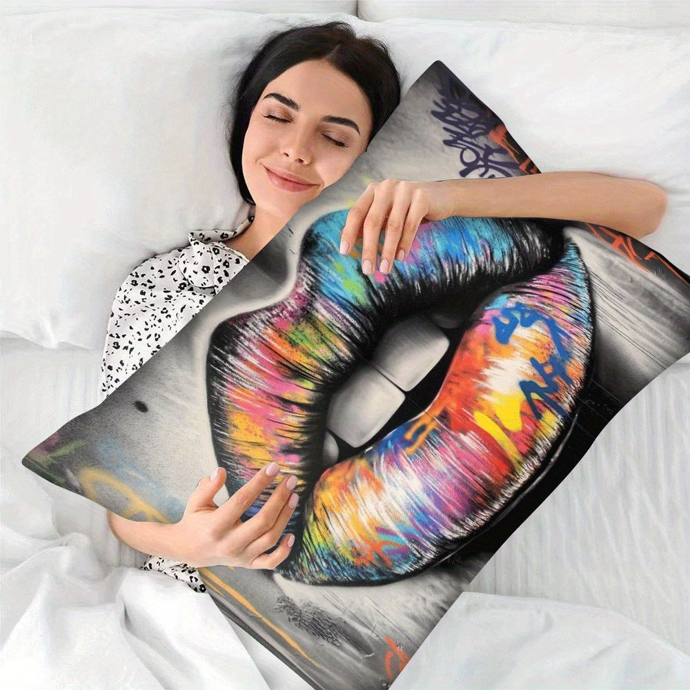 Abstract Graffiti Lips Pillow Cover 50.8x30.48 cm Decorative Throw Pillowcase Zipper Washable