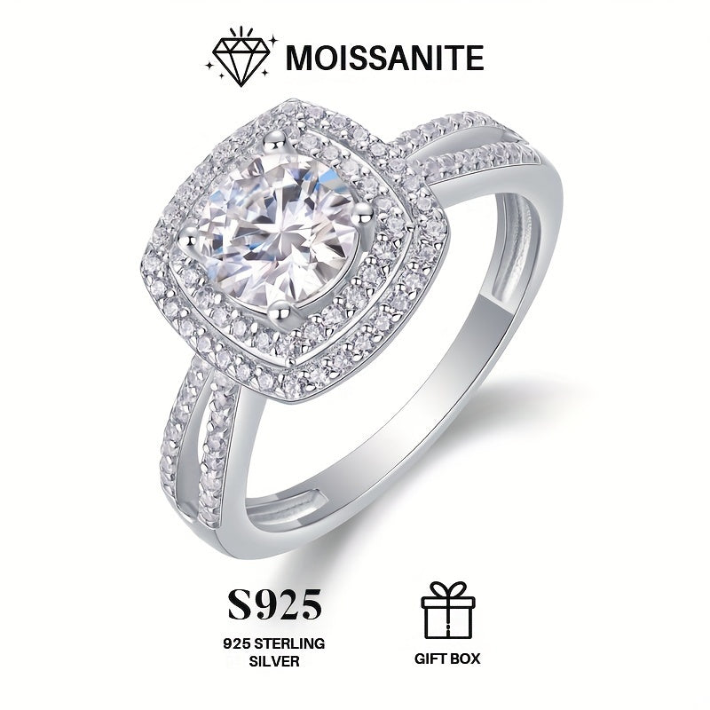 Sterling Silver Moissanite Ring with 18K Gold Plating for Men Women Engagement Wedding
