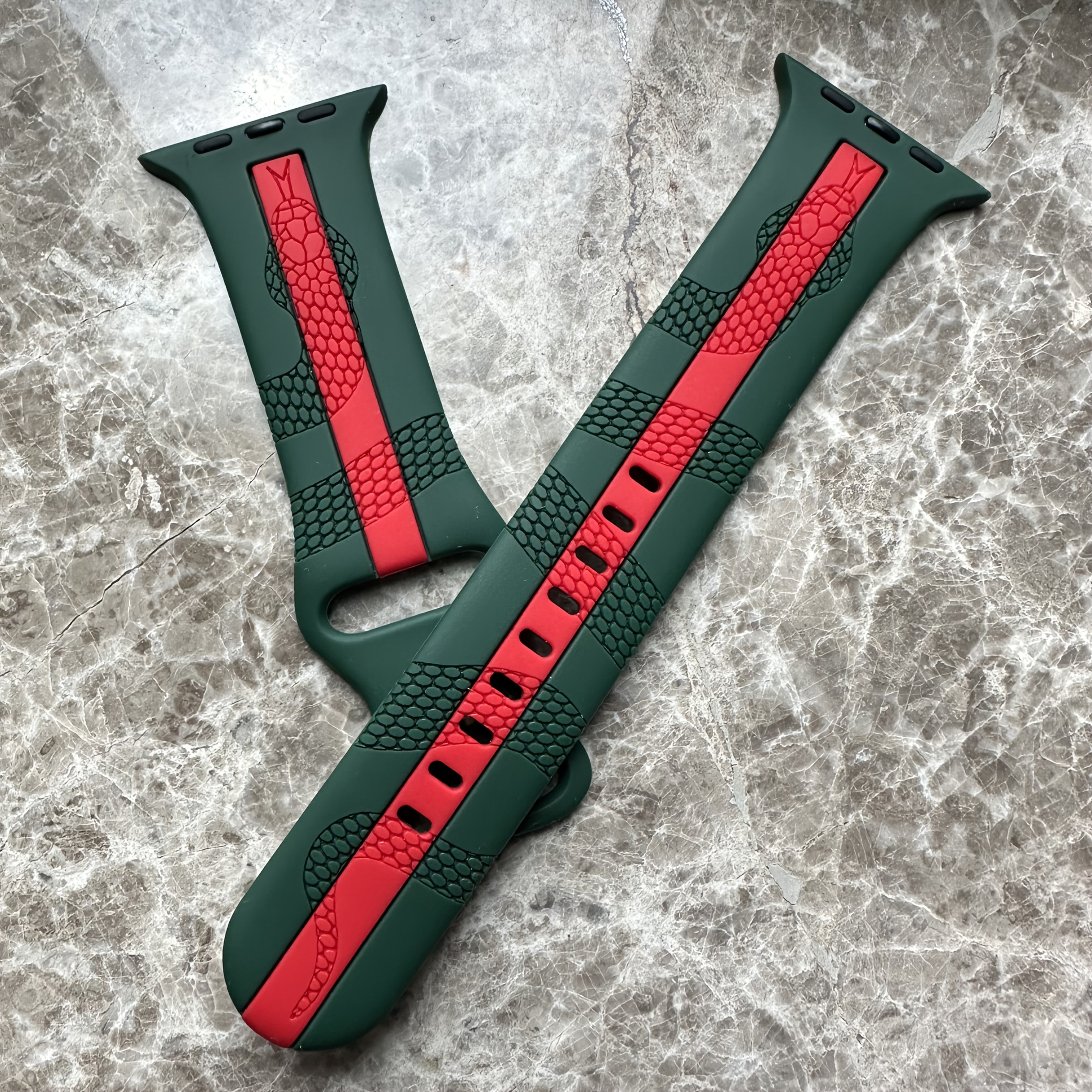 Engraved Snake Silicone Watch Band for Apple Watch All Series Durable Comfortable Strap