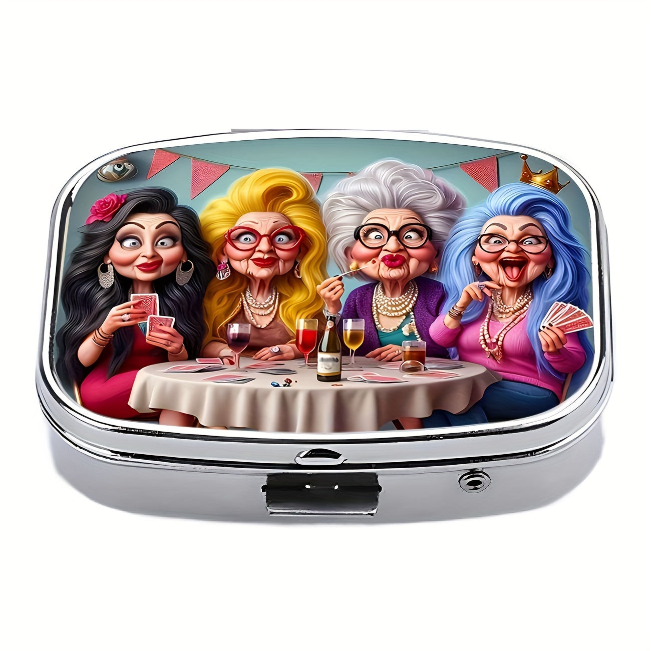 Женская металлическая шкатулка для таблеток с 2 отделениями, портативное хранение лекарств