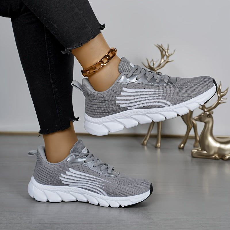 Women Solid Color Casual Sneakers Lace Up Breathable Soft Sole Plus Size