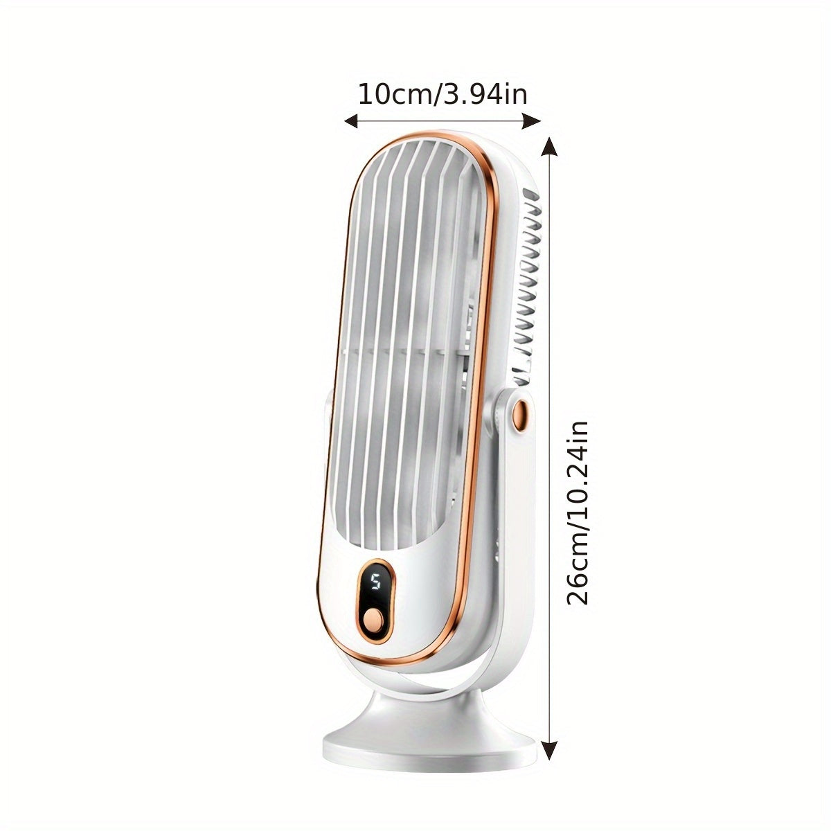 Portable USB Fan with 5-Speed Control White and Gold Multi-Functional for Travel Camping Outdoors