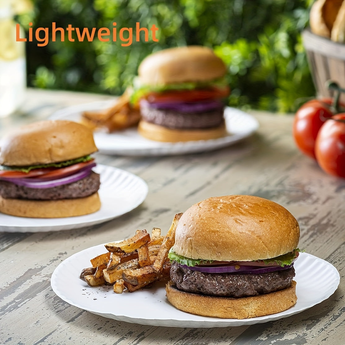 100-Pack 9-Inch Uncoated Paper Plates for Parties, Snacks, BBQs, Dinners