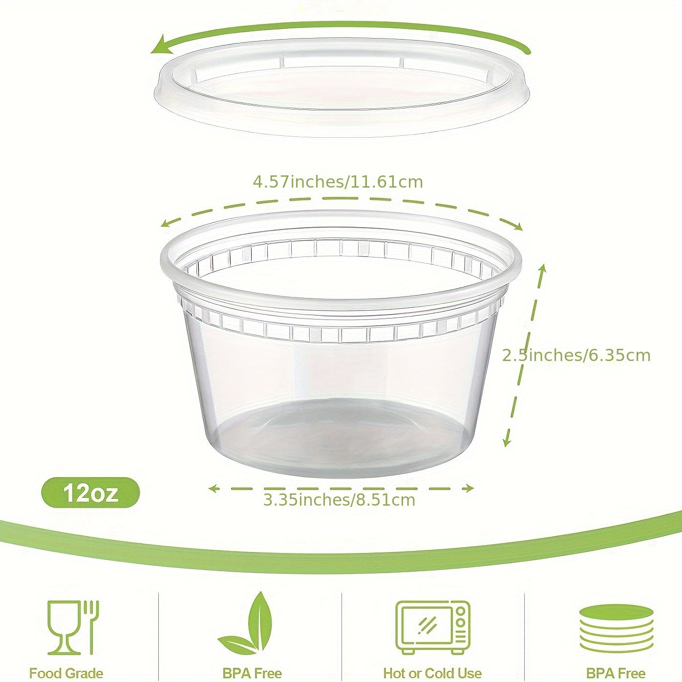 Set of 24 Colorful 12-Ounce Plastic Food Storage Containers with Lids