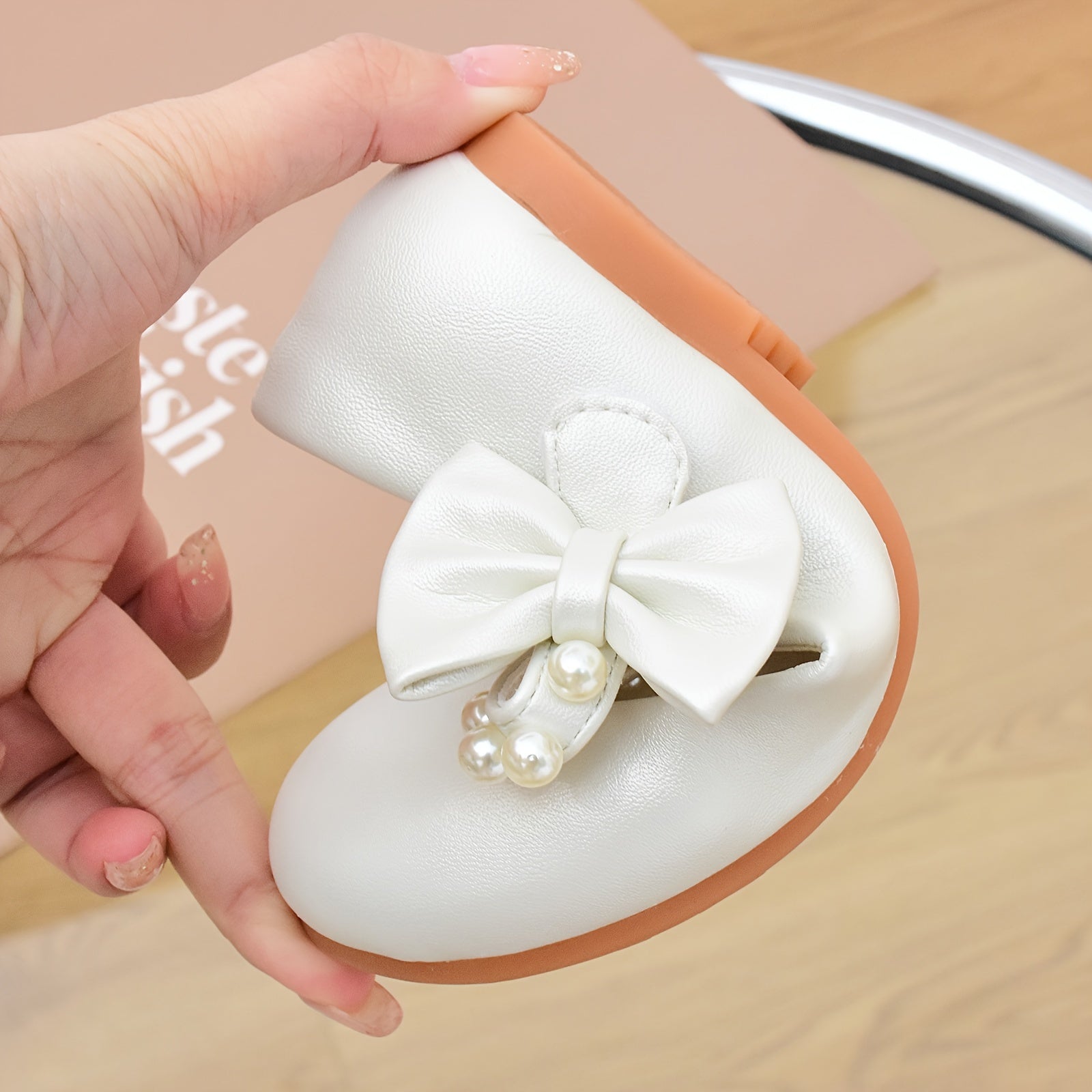 Girls' Glitter Bowknot Mary-Jane Shoes with Non-Slip Sole for Girls 14 and Under