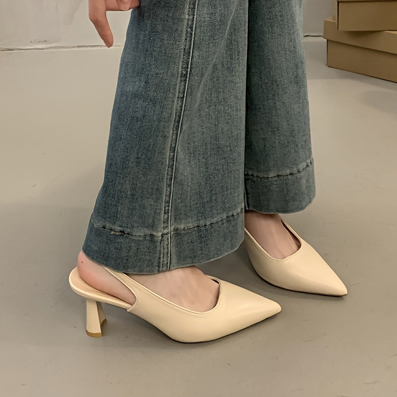 Women's Solid Color Stiletto High Heels with Pointed Toe and Rubber Sole