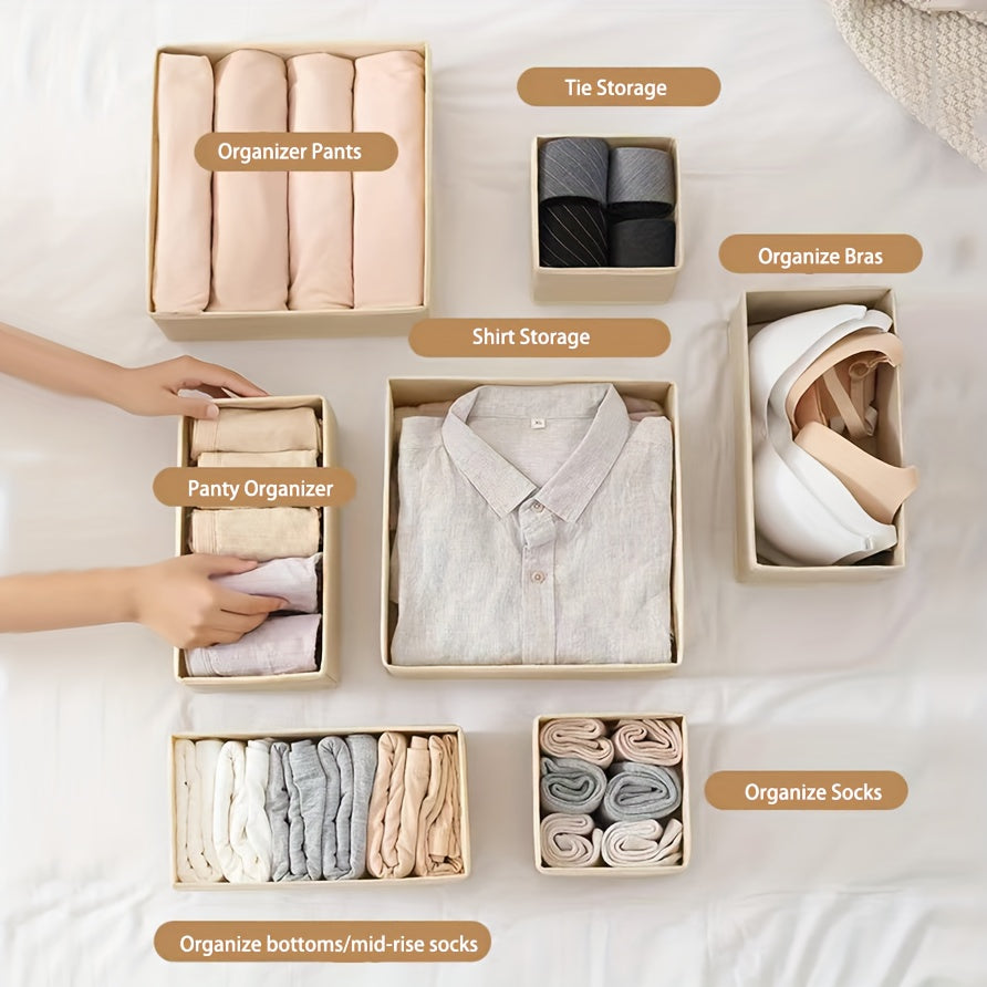 Set of 6 Fabric Drawer Organizers for Clothes and Socks with Animal Prints