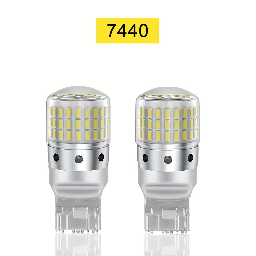 2 Pack LED Car Turn Signal and Reverse Bulbs White 1156 7440 3157 P21W