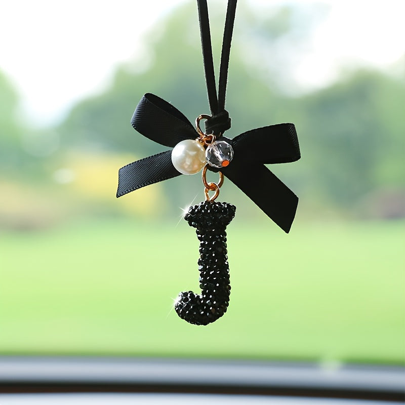 Декоративный кристальный алфавит вешалка с бантом и искусственной жемчужиной