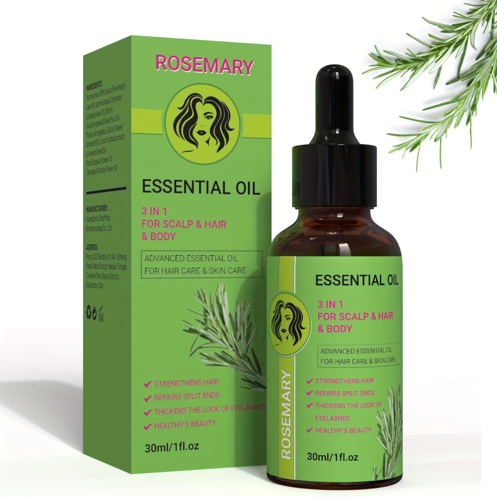Unisex Natural Rosemary Oil 3-in-1 Hair, Scalp, Body Moisturizer