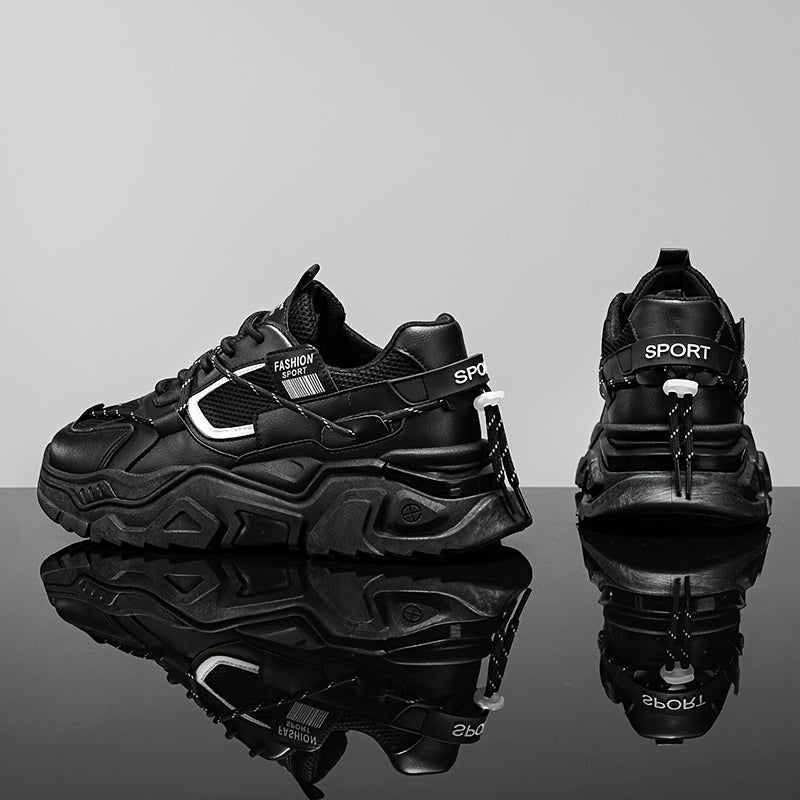 Erkaklar uchun zamonaviy shoelace platforma krossovkalari, nafas oladigan va kiyishga chidamli trening poyabzallari