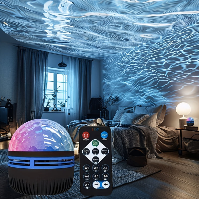 Water Ripple LED Night Light with Remote Control USB Powered Dimmable Black Plastic