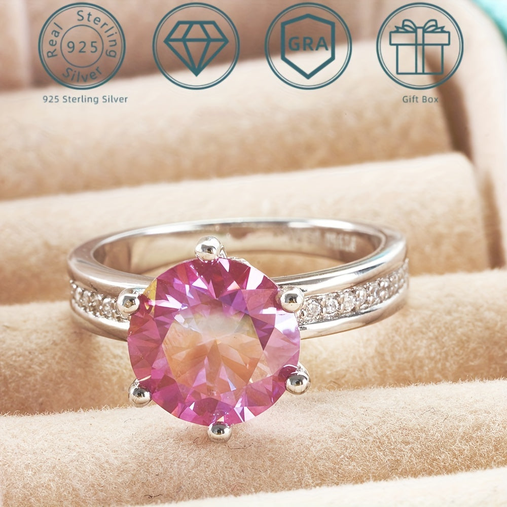 Elegant Moissanite Engagement Ring 3.0 Carat Sterling Silver Wedding Promise Jewelry