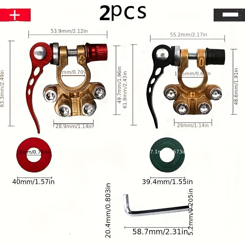 2 Pack Car Battery Terminal Clips Thickened Positive Negative Stake Head