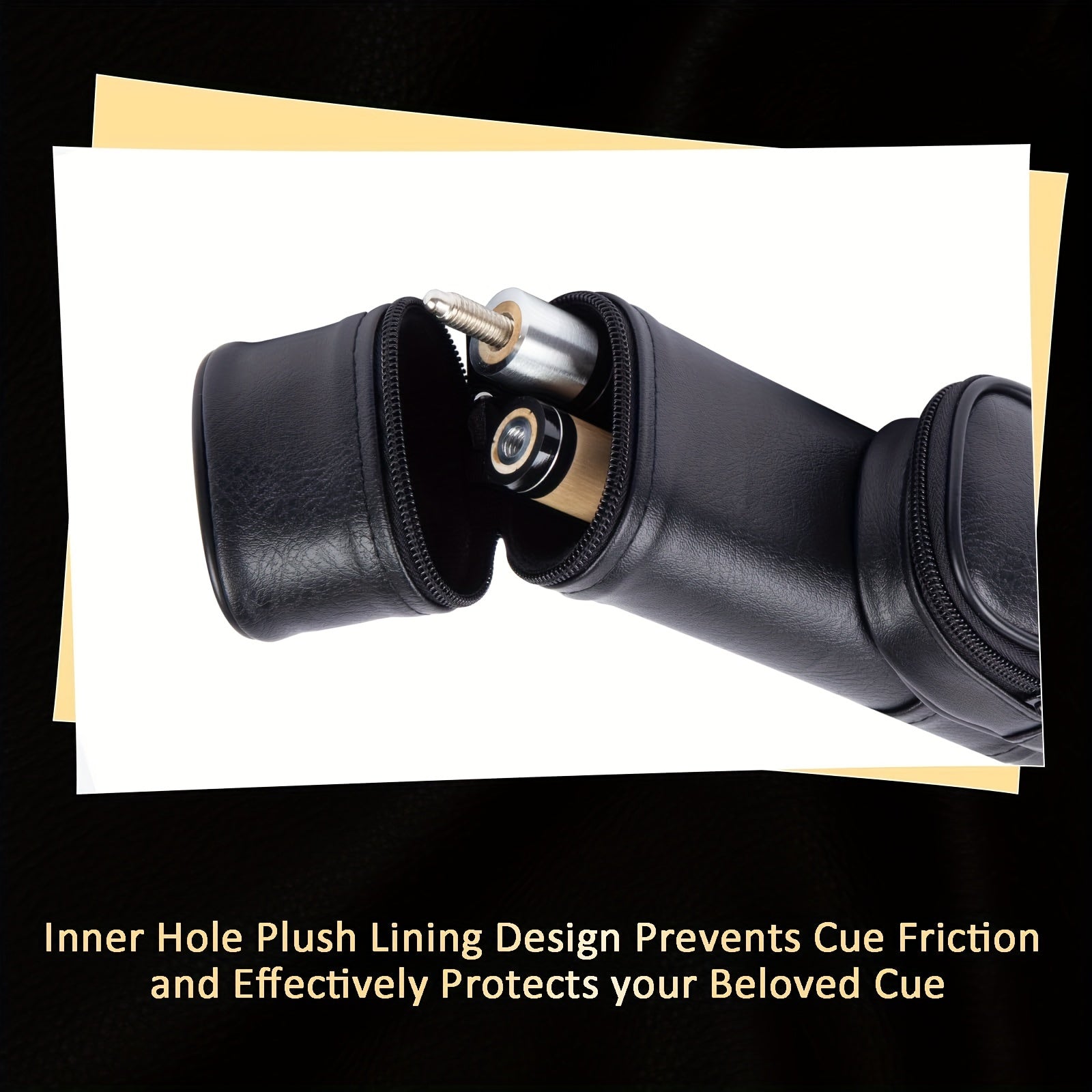 Durable Black PU Billiard Cue Case with 2-Hole Holder and Carrying Bag