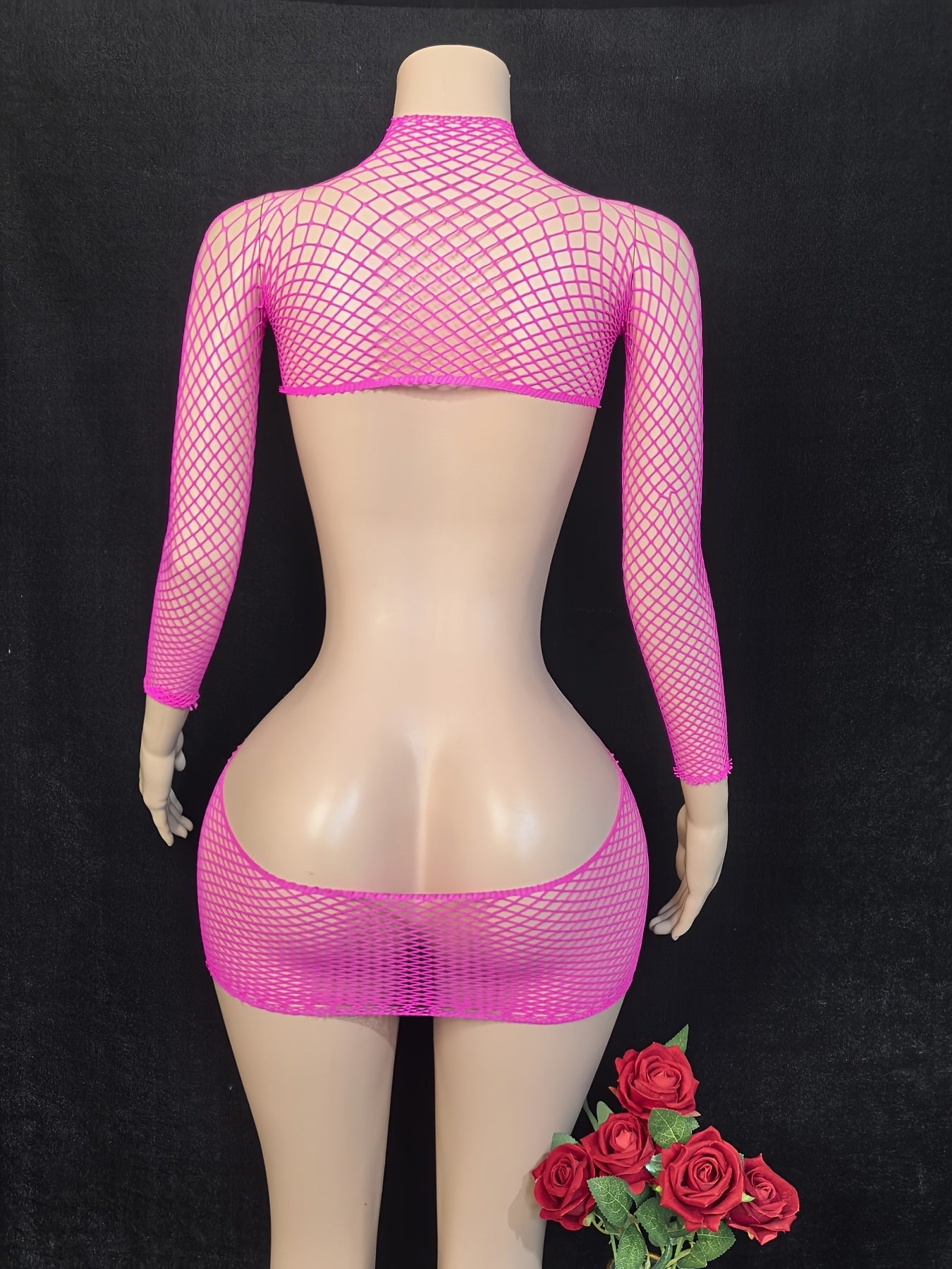 Women's Fishnet Long Sleeve Dress Plus Size Transparent Beachwear