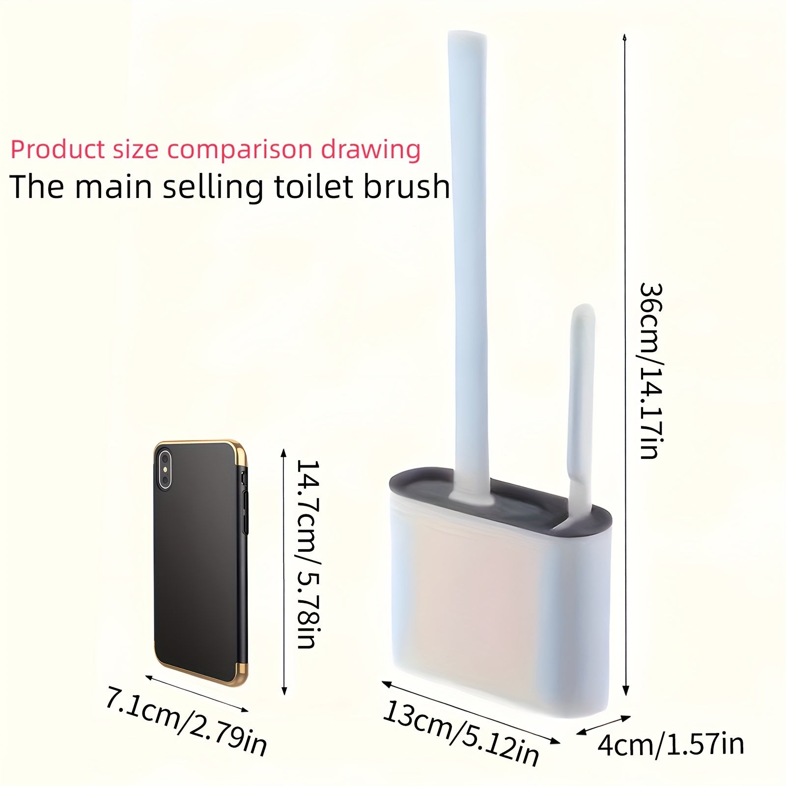 Set of 2 Wall-Mounted Toilet Brushes with Sealed Toilet Seat and Long Handle