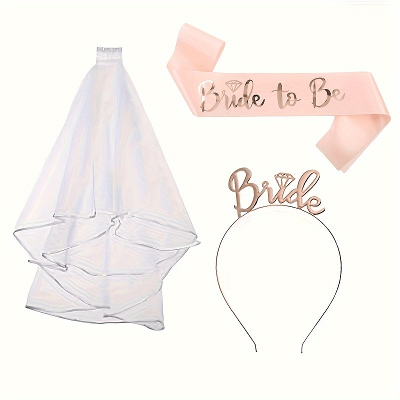 Bachelorette Party Accessories Luxe Veil Headband Sash Set for Bride-to-Be