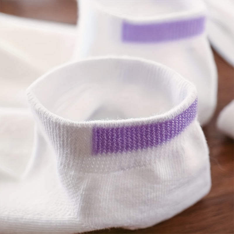 Women’s Striped Ankle Socks 6 Pairs Lightweight Cotton Blend Casual Hosiery