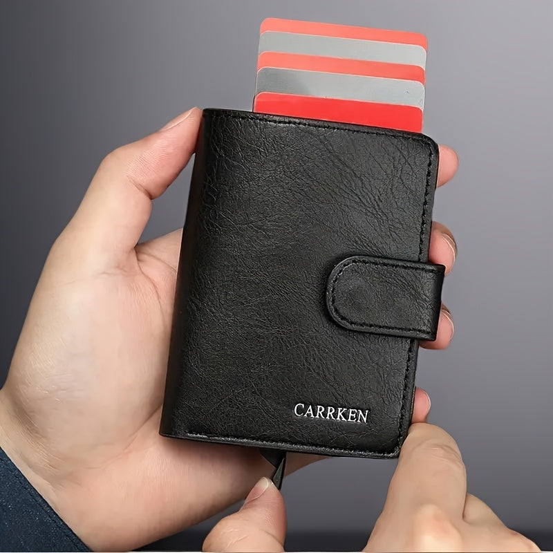 Men's Faux Leather Bifold Wallet with Automatic Pop-Up Card Holder Slim Card Holder Gift for Men