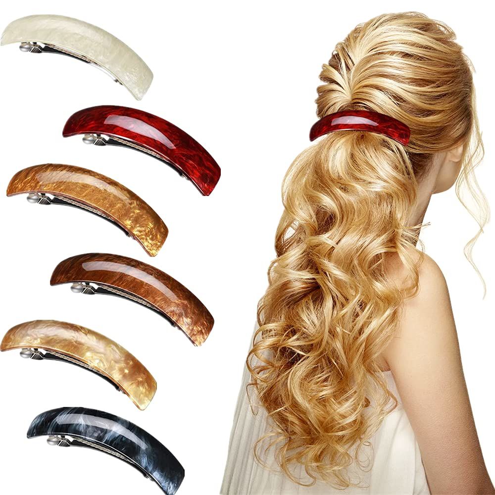 Multi-Color Hair Clip Set for Women and Girls, 6 Pieces, Ponytail Barrettes
