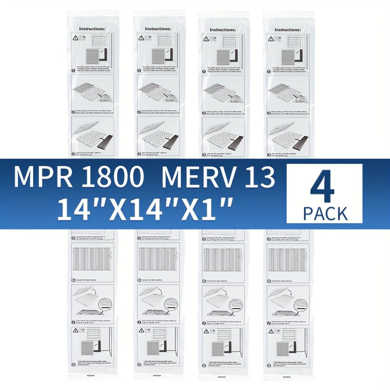 4 ta TopWell qiyshiq havo filtrlari to'plami AC/HVAC pechka havo filtri - Qayta ishlatiladigan havo filtri uchun almashtirish (ramkasiz) - 4 ta to'plam