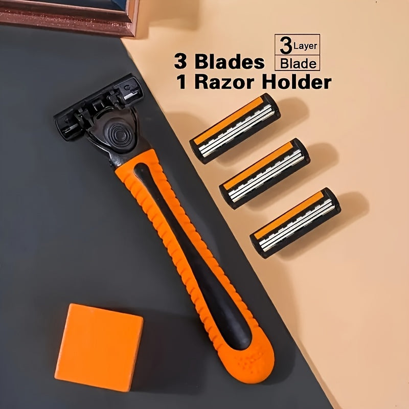 Men Stainless Steel Safety Razor Kit with Blades and Plastic Handle