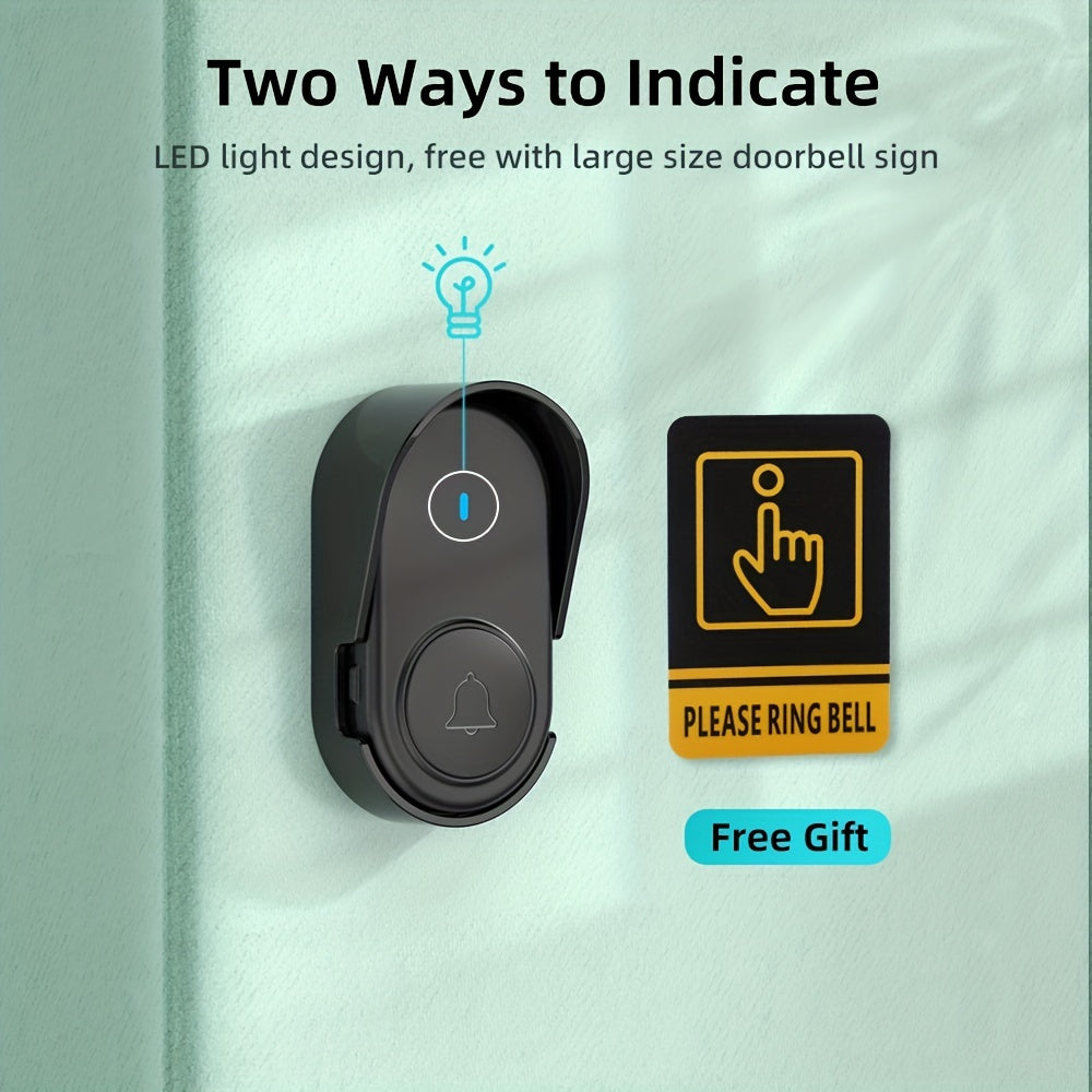 LED ko'rsatkichli simsiz eshik qo'ng'irog'i to'plami - 320.04m masofa, 5 ovoz darajasi, 38 ta qo'ng'iroq balandligi, oson o'rnatish va sozlash, qora, Evropa ulagichi, 110V-240V mosligi, uyga kirish tizimi