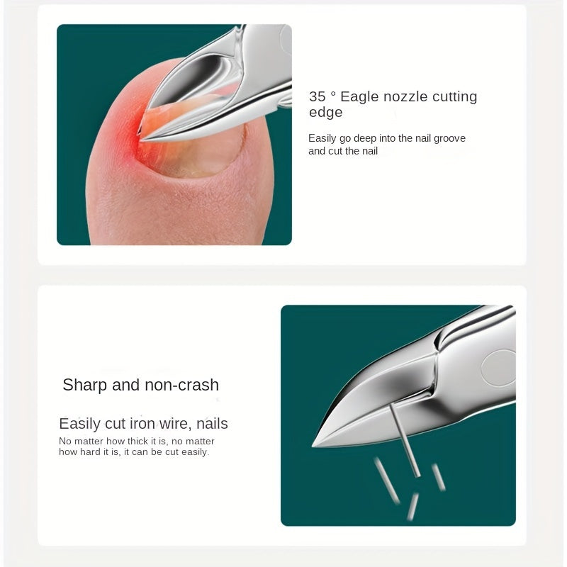 Stainless Steel Fingernail Clipper Set with Storage Case and Precise Blade