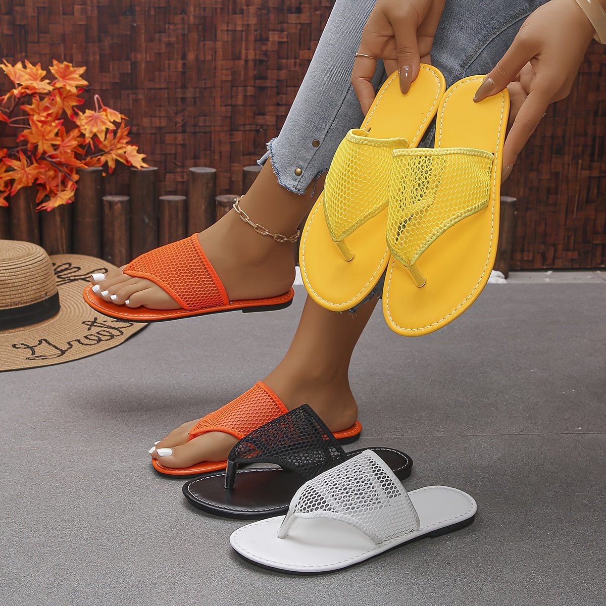 Women's Plus Size Fabric Open-Toe Sandals with Adjustable Straps