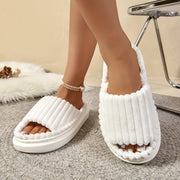 Женские плюшевые тапочки однотонные с толстой подошвой, универсальная домашняя обувь для всех сезонов