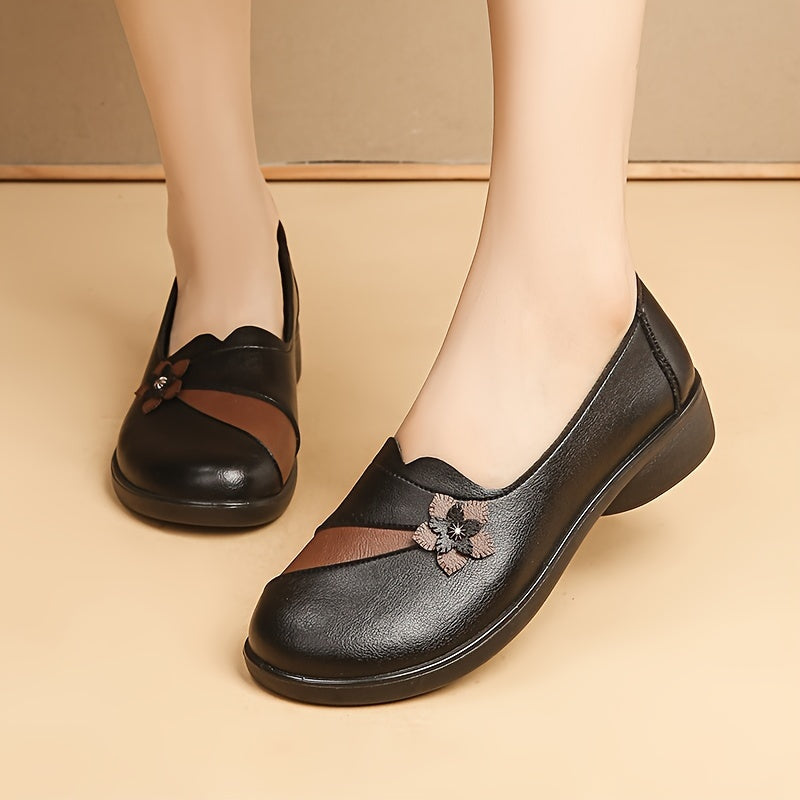 Zapatos planos casuales de mujer con lazo de imitación de cuero