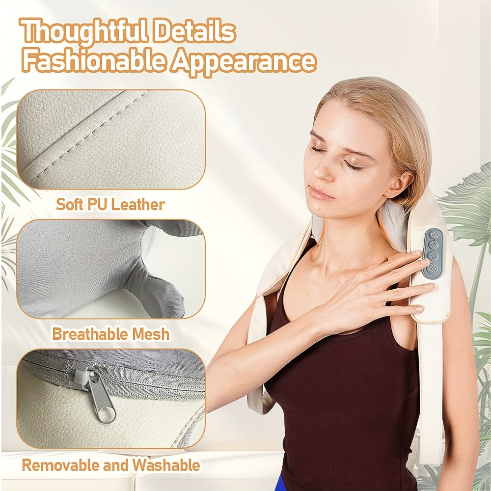 Rechargeable Heated Shiatsu Massager for Neck Shoulders Back Legs and Head with Lithium Battery and USB Compatibility