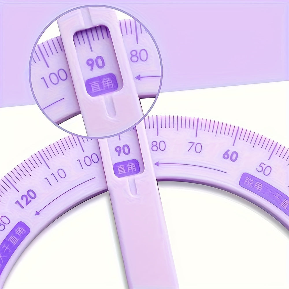 Matematika va geometriya uchun 360 darajaga buriladigan protractor to'plami, talabalar va o'qituvchilar uchun ta'lim vositasi