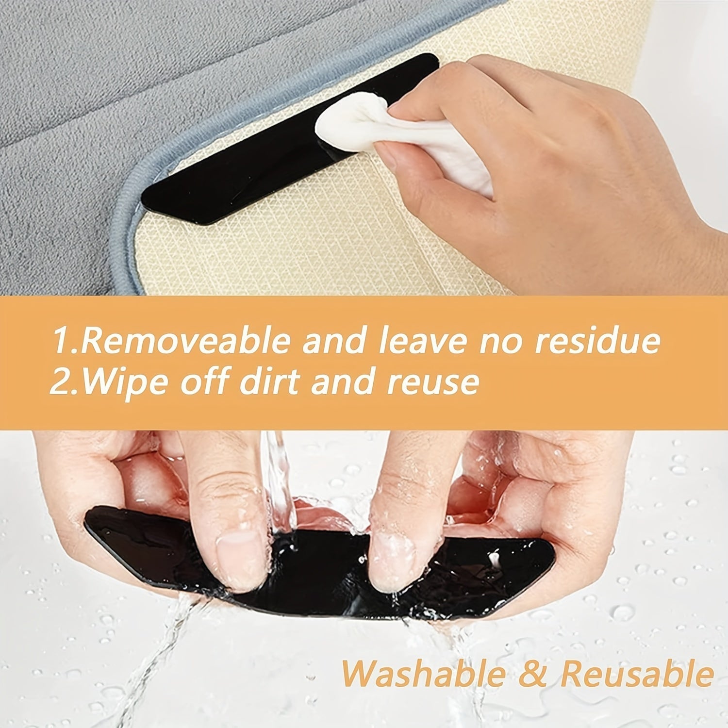 10 ta qayta ishlatiladigan gilam ushlagichlar to'plami, sirpanishga qarshi texnologiya - yog'och va plitka polida maydon gilamlarini mustahkamlash uchun kuchli yopishqoq, iz qoldirmaydi.