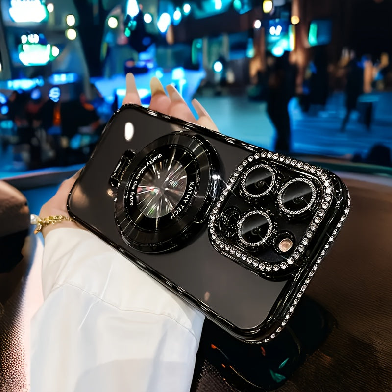 Magnetic Invisible Phone Case for iPhone 11-16 with Lens Protection and Stand