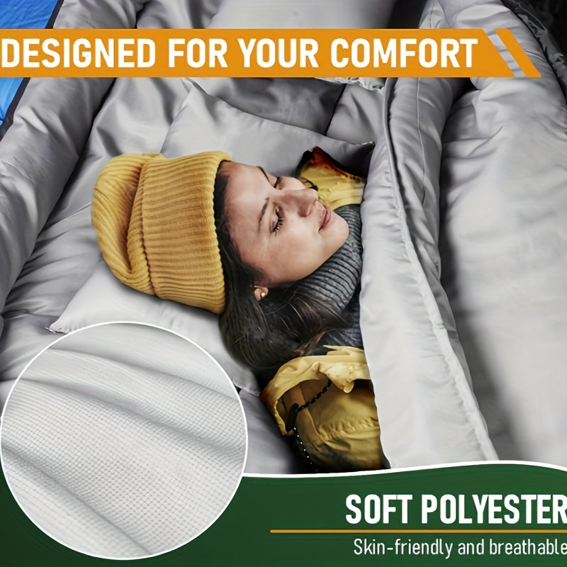 2-shaxsli lager yotgan sumkasi bilan yostiq qora polyester sintetik tolali izolyatsiya 199.8cm x 150cm