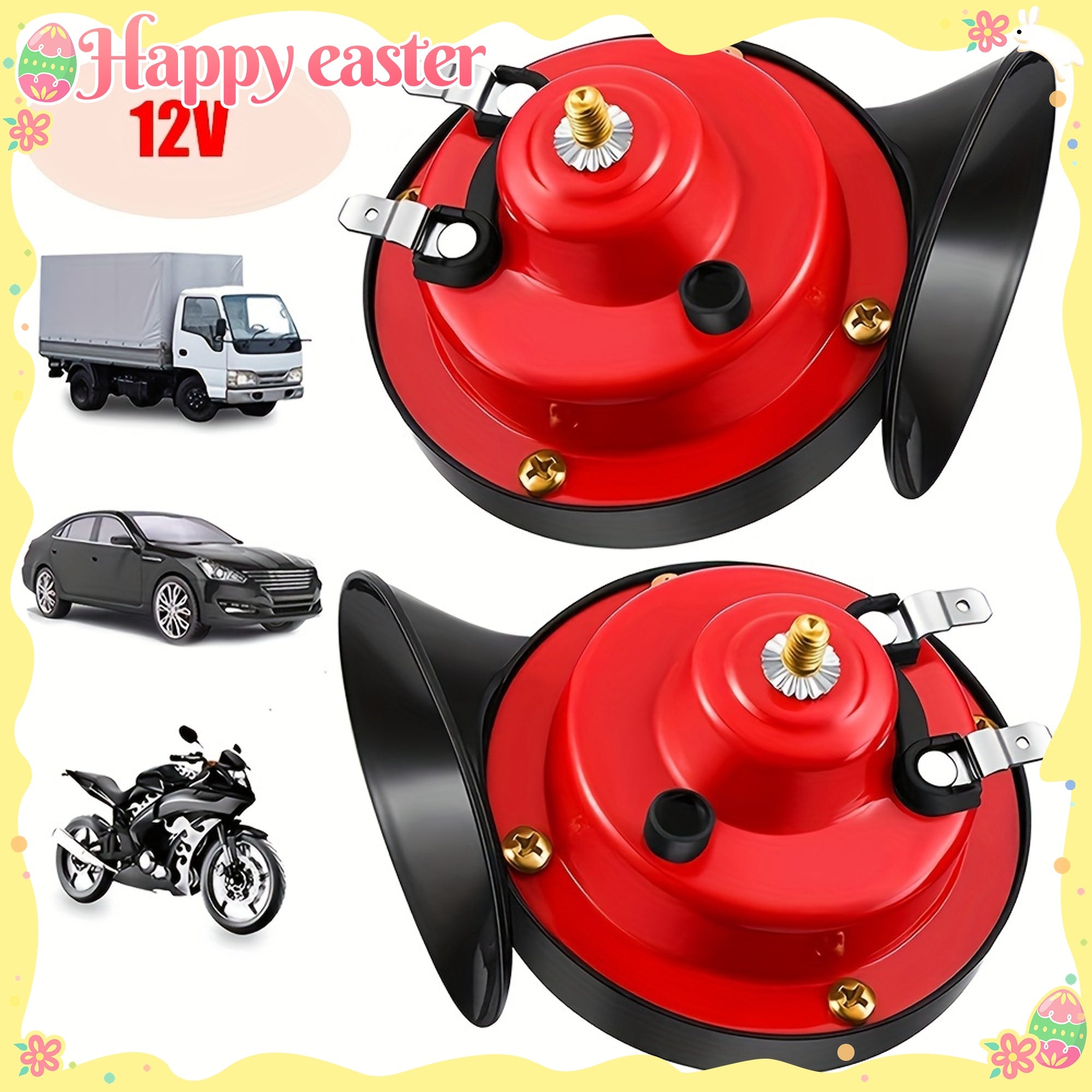 Universal 12V Truck Horn Kit Electric Loud High-Low Tone Replacement