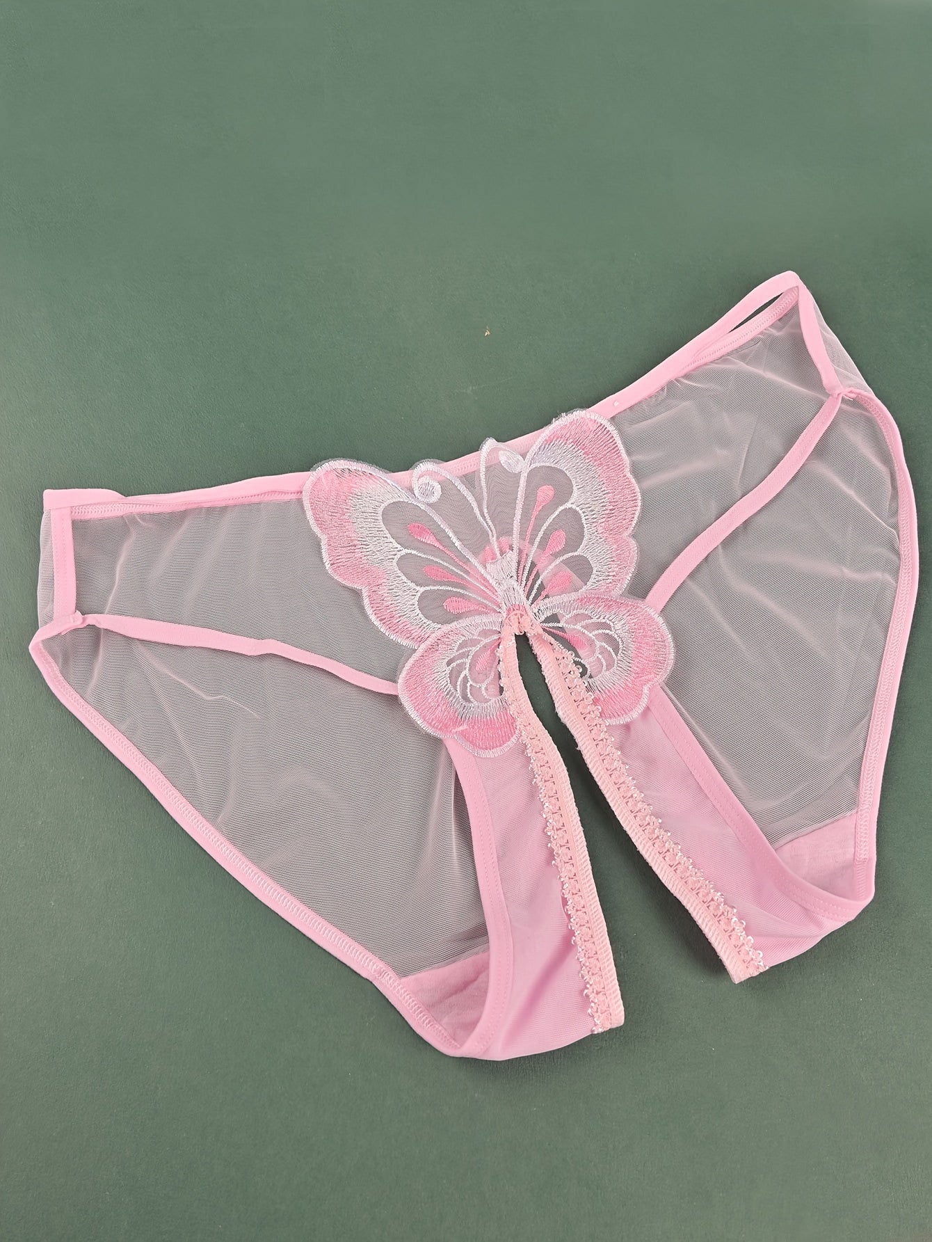 Women's Mesh Butterfly Lingerie Breathable Silky Underwear Size M