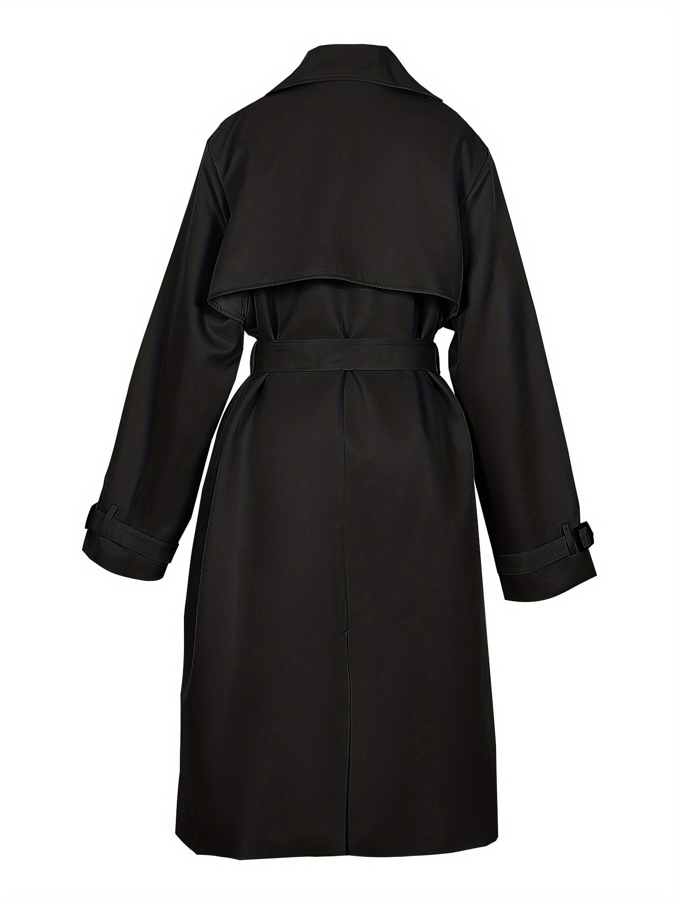 Plus Size Double-Breasted Trench Coat with Lapel Collar Belt for Fall Winter