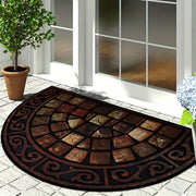 Half-Circle Velvet Door Mat Non-Slip Rug for Home Kitchen Decor Durable Polyester