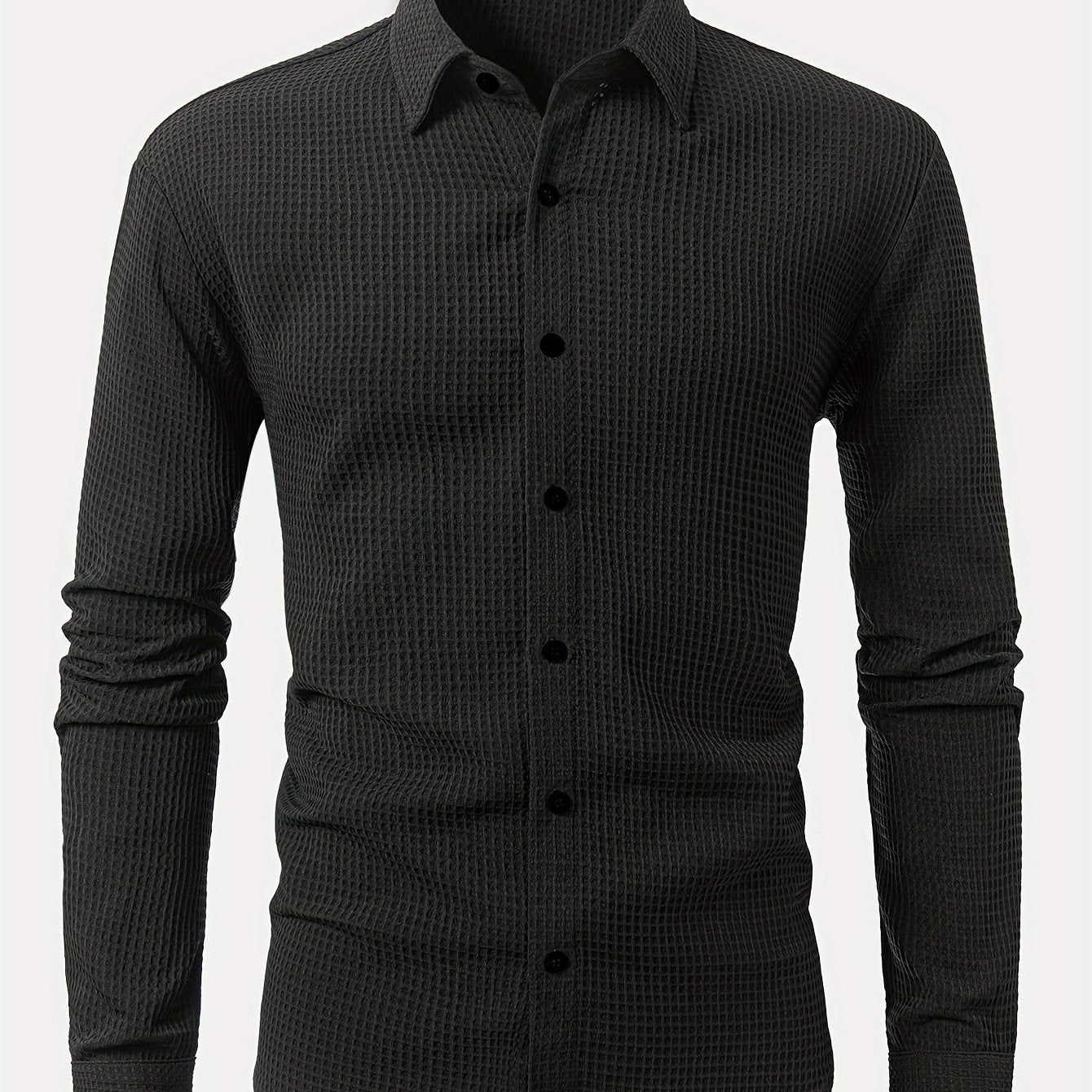 Men's Tartan Casual Woven Polyester Long Sleeve Lapel Button-Up Shirt for Fall Winter Outdoor Activities