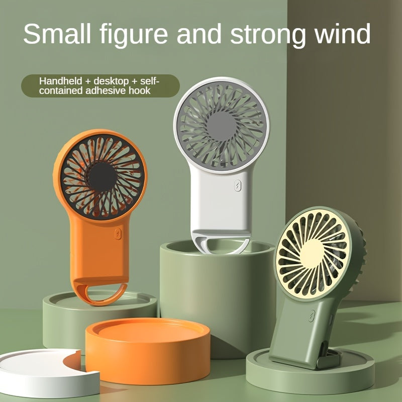 Mini USB Fan with Folding Hook Rechargeable Lithium Battery Silent Portable Cooling for Home Office Travel