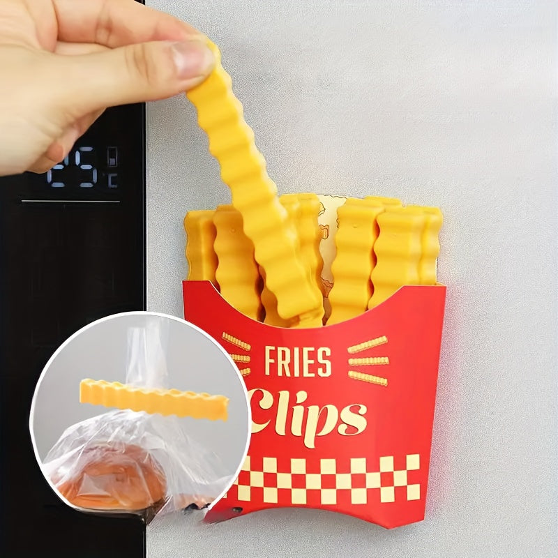 Set of 11 French Fry Shaped Bag Clips Reusable Sealers Magnetic Fridge Stickers
