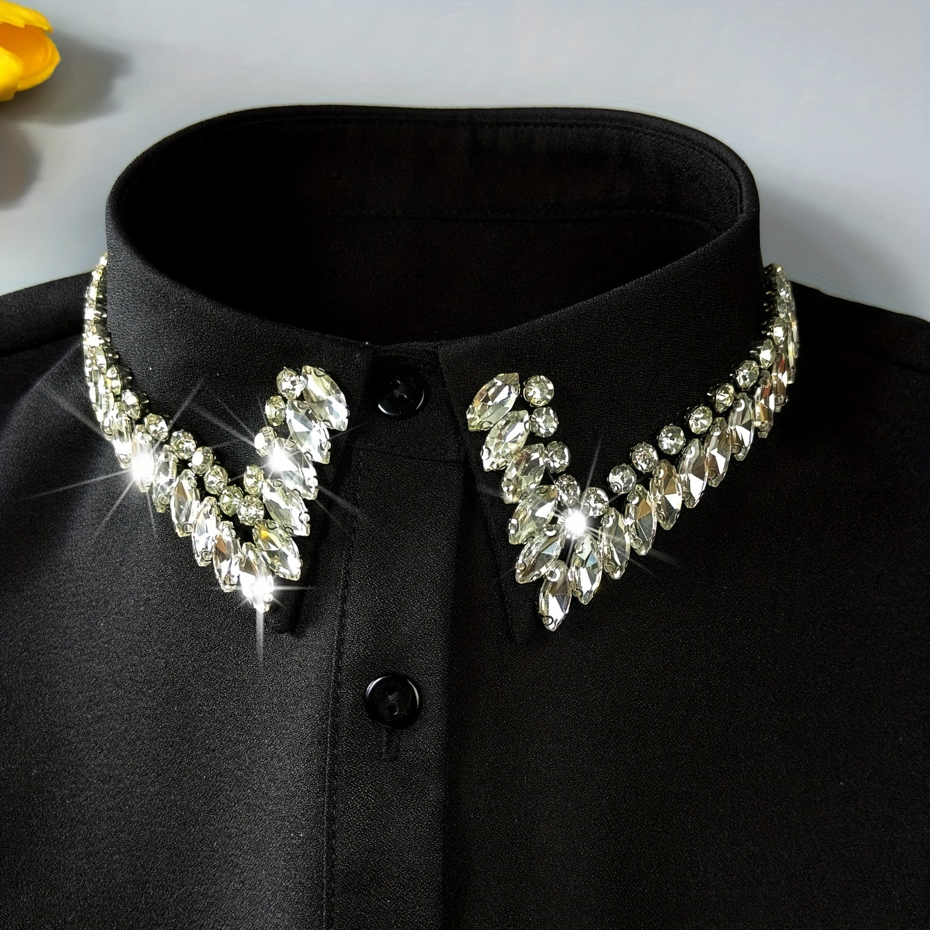 Sparkling Rhinestone Faux Collar for Women Detachable Half-Shirt Polyester Elegant Accessory