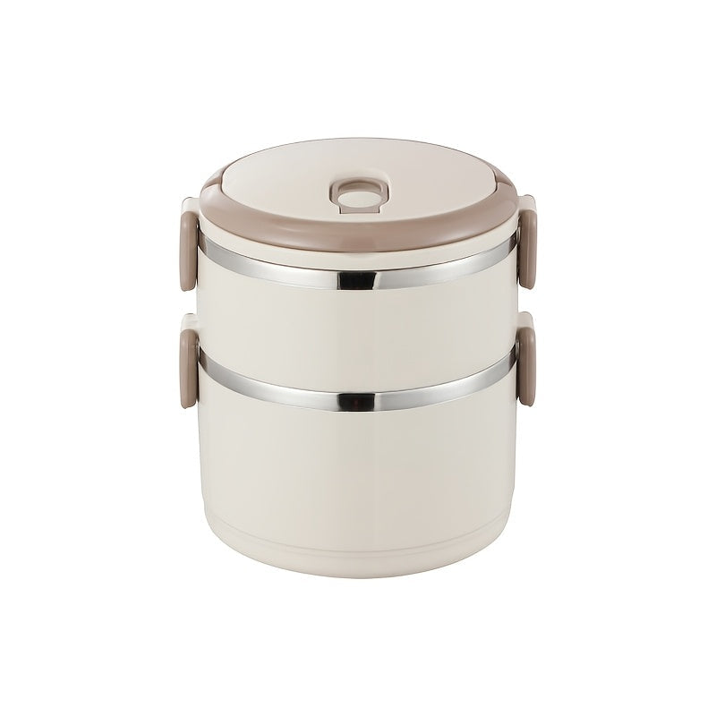 Fiambrera de acero inoxidable con tapa y asa, recipiente a prueba de fugas de múltiples capas
