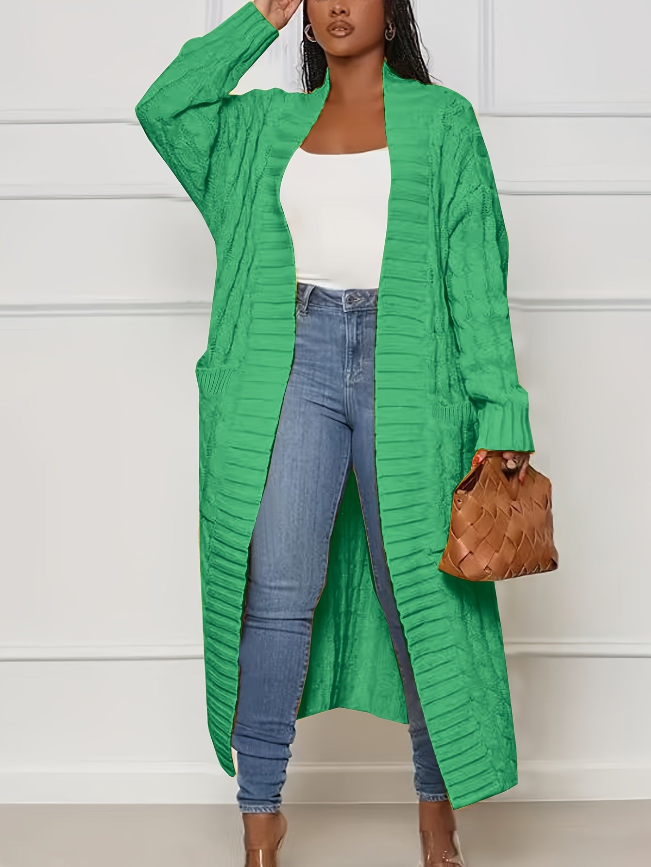 Women's Oversized Knit Cardigan Coat Long Sleeve Fall Winter Polyester Sweater