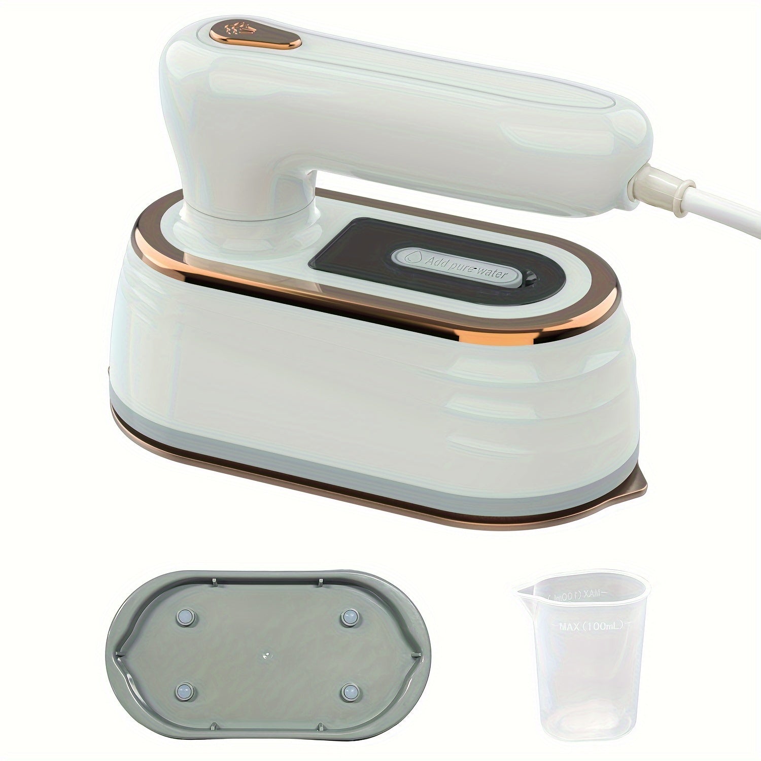 Black and White Handheld Garment Steamer 1200W with Large Soleplate for Home Travel