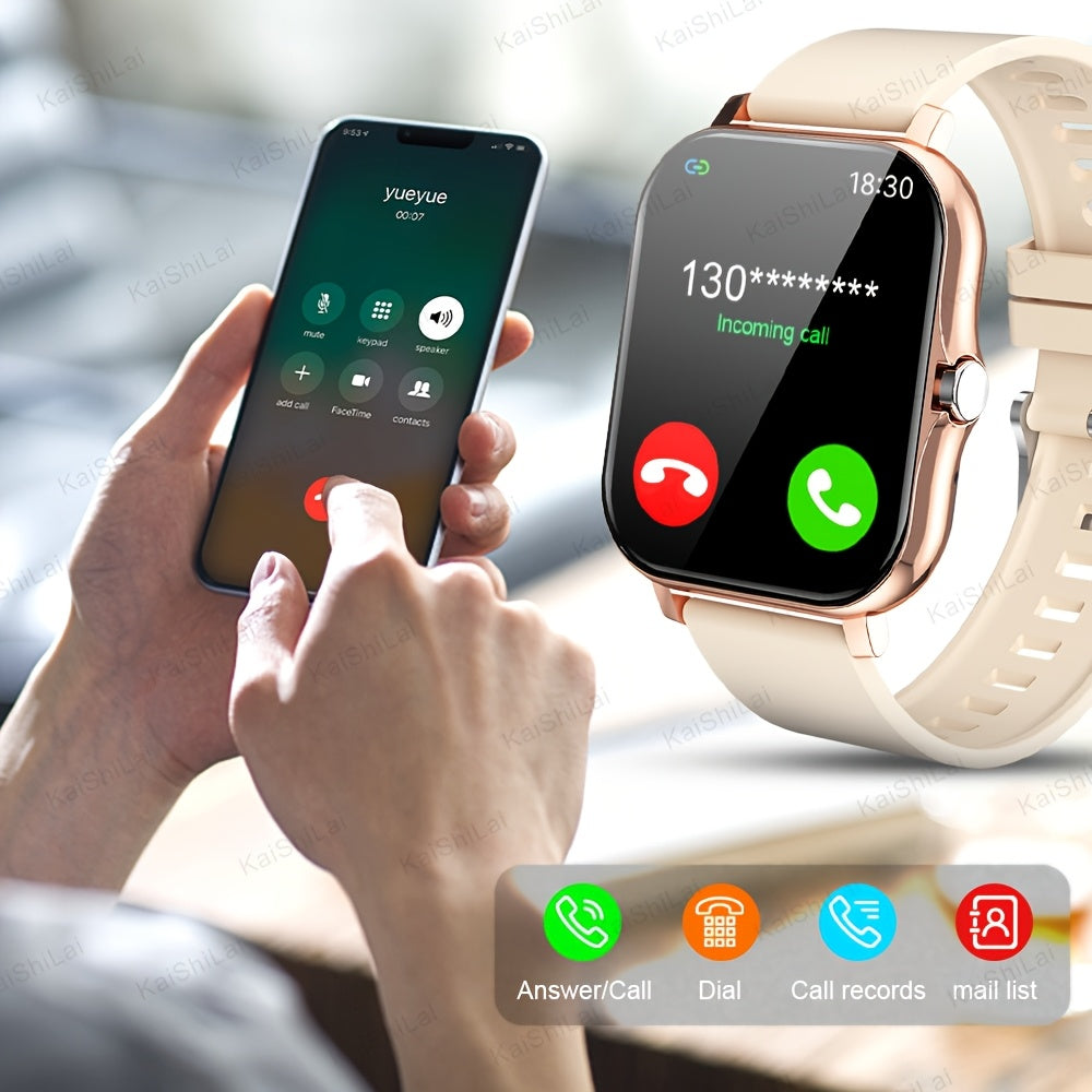 Smart Watch 4.65cm HD Touch Screen Fitness Tracker Call Text Music Weather Remote Camera Compatible with iPhone Android