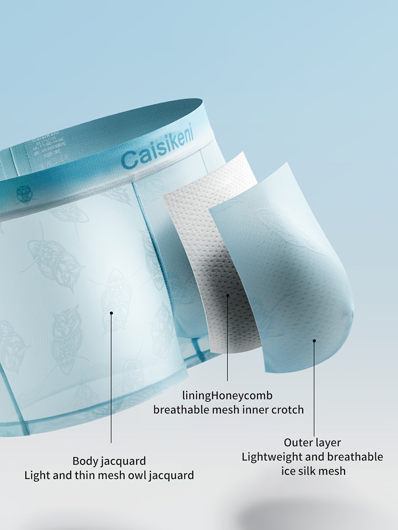 Men's Mesh Underwear Sets with Cat and Eagle Designs Breathable Lightweight Boxer Shorts